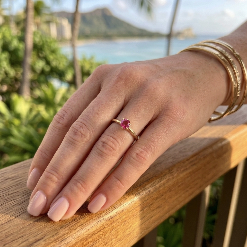 Antique Petite Lady's or Child's 14K Ruby Solitaire