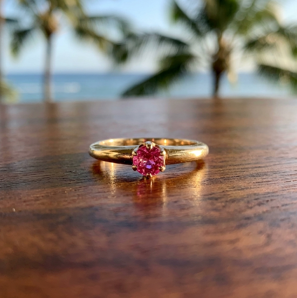 Antique Petite Lady's or Child's 14K Ruby Solitaire