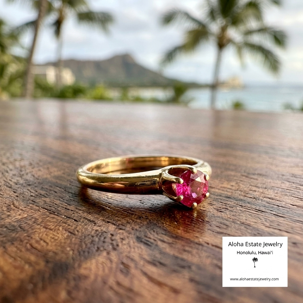 Antique Petite Lady's or Child's 14K Ruby Solitaire