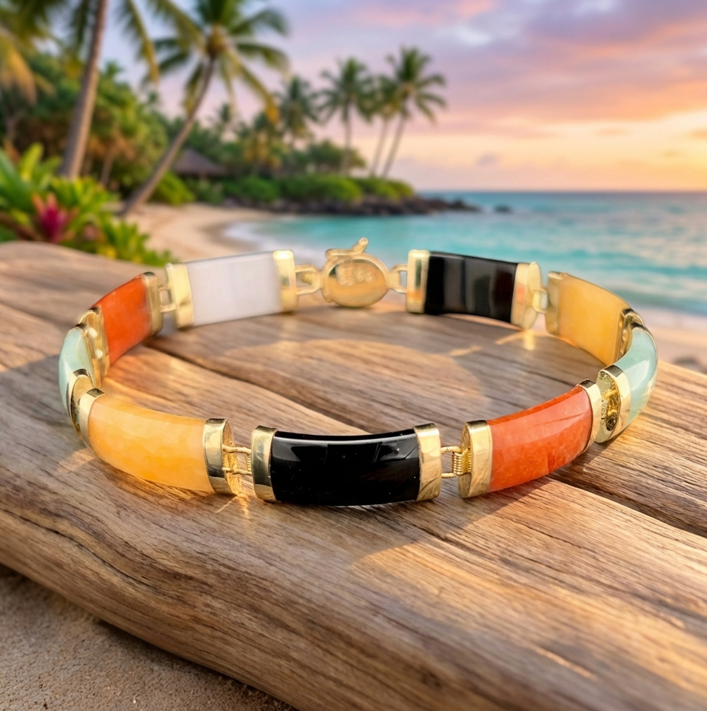 Classically Beautiful Estate Jade Panel Bracelet