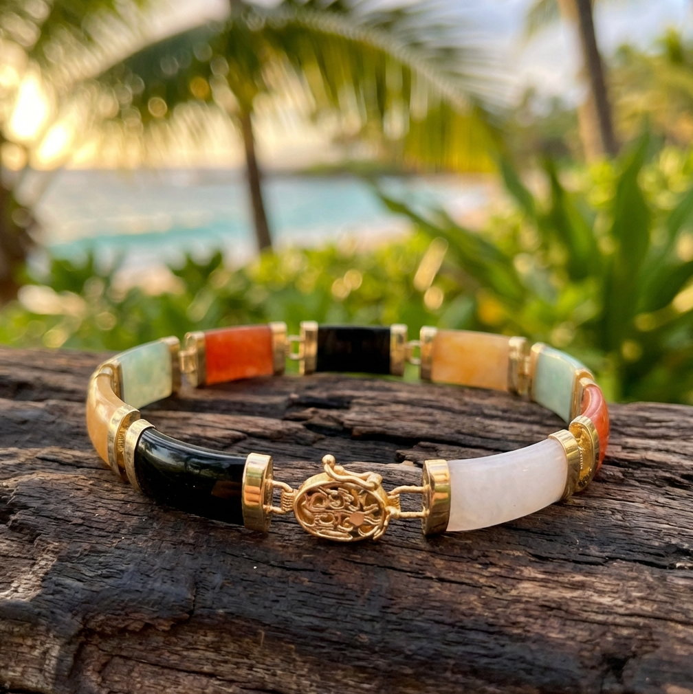 Classically Beautiful Estate Jade Panel Bracelet