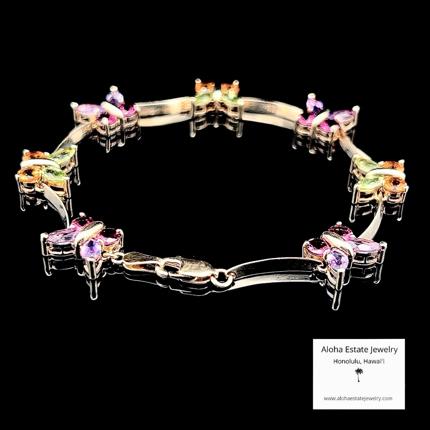 14K Multi-Gemstone Colorful Butterfly Bracelet