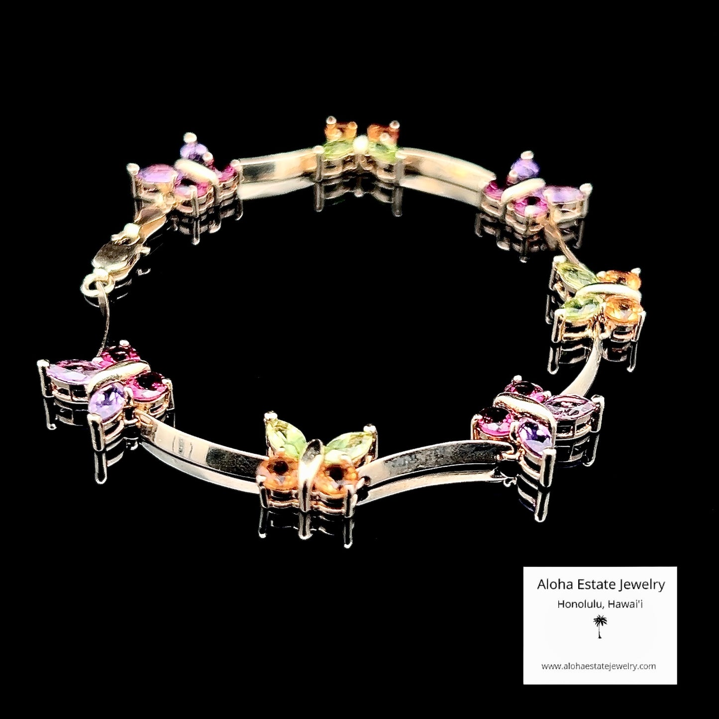 14K Multi-Gemstone Colorful Butterfly Bracelet