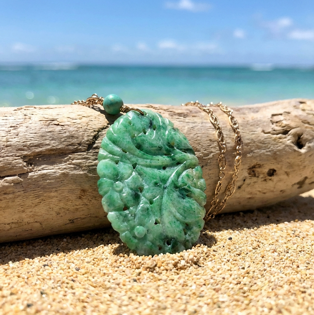 Antique Art Deco 14k Jade Sautoir Necklace