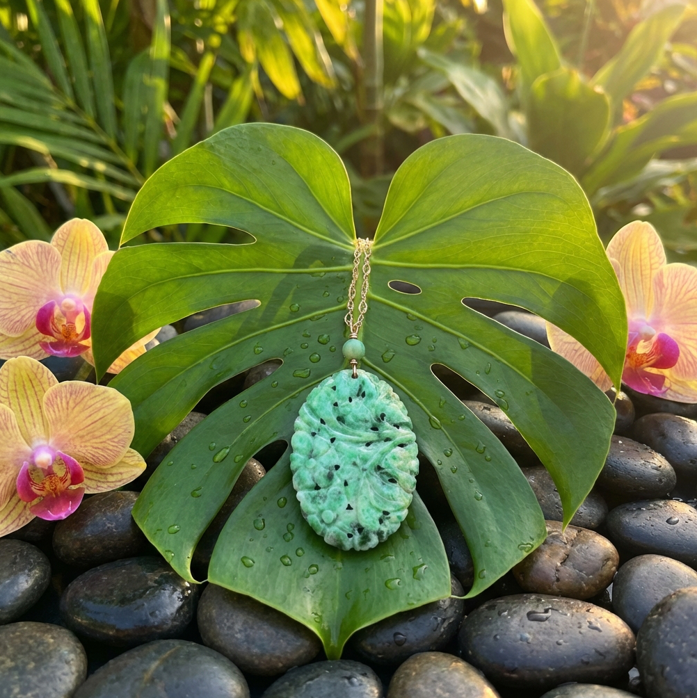 Antique Art Deco 14k Jade Sautoir Necklace