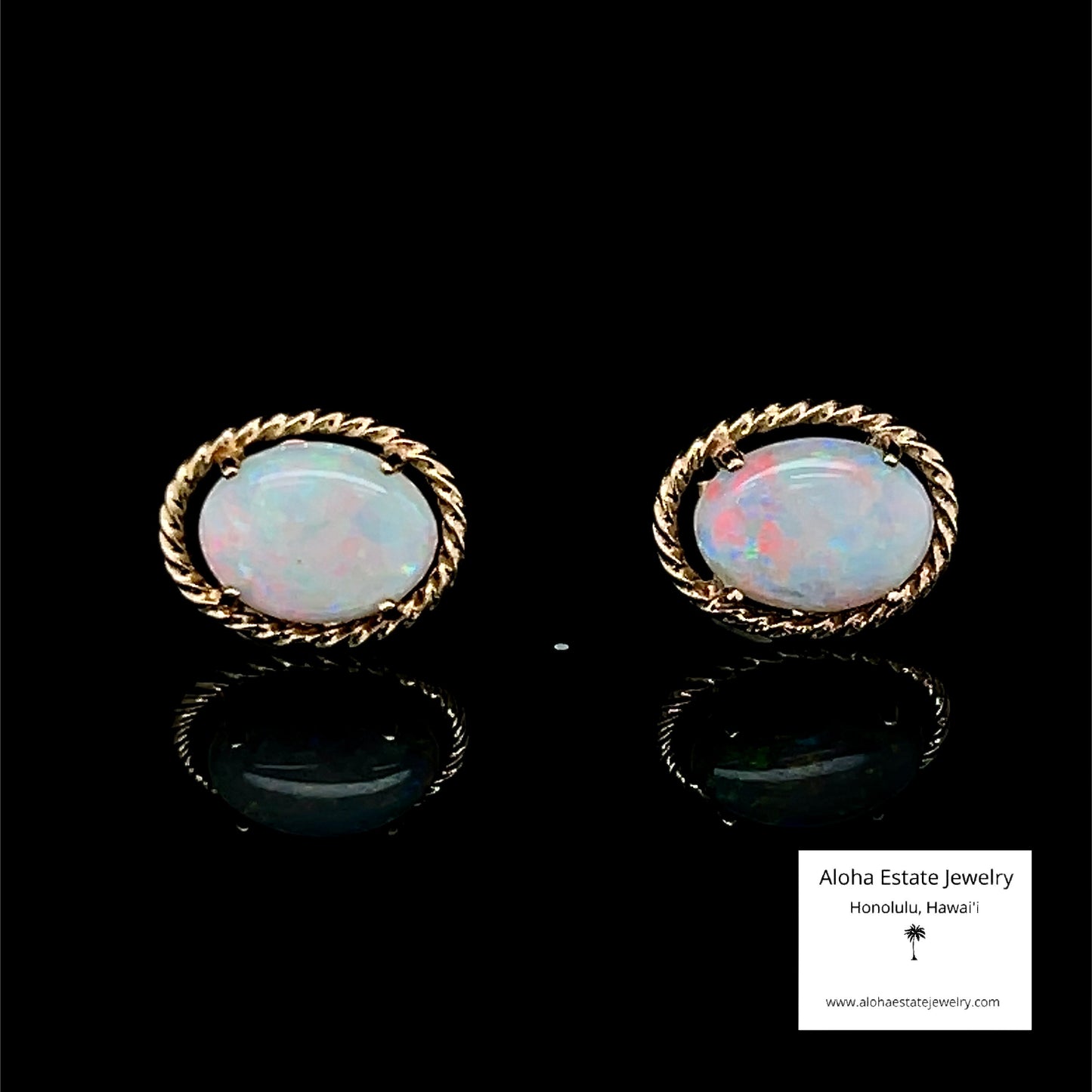 Vintage Australian Coober-Pedy White Crystal Opal Earrings