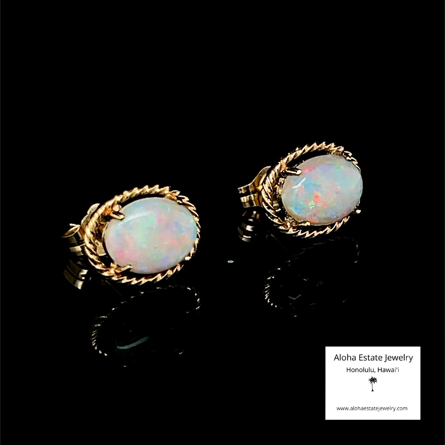 Vintage Australian Coober-Pedy White Crystal Opal Earrings