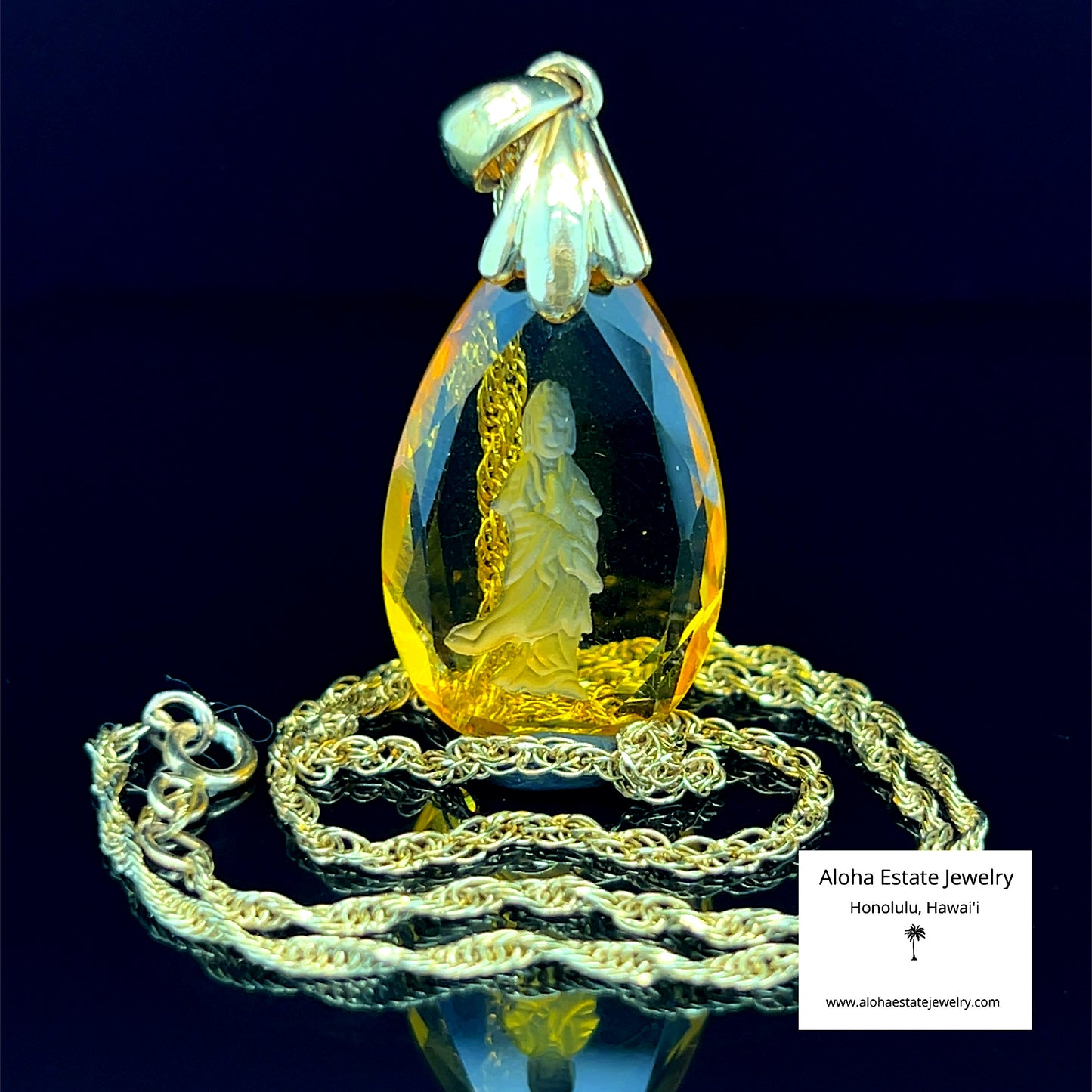 Vintage Quan Yin Intaglio Cut Pendant