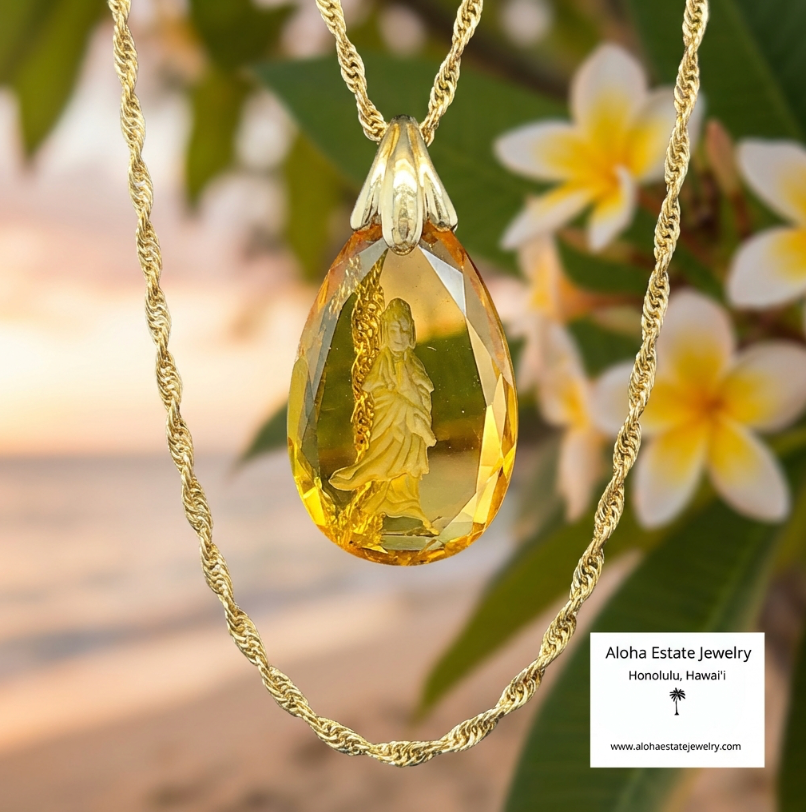 Vintage Quan Yin Intaglio Cut Pendant