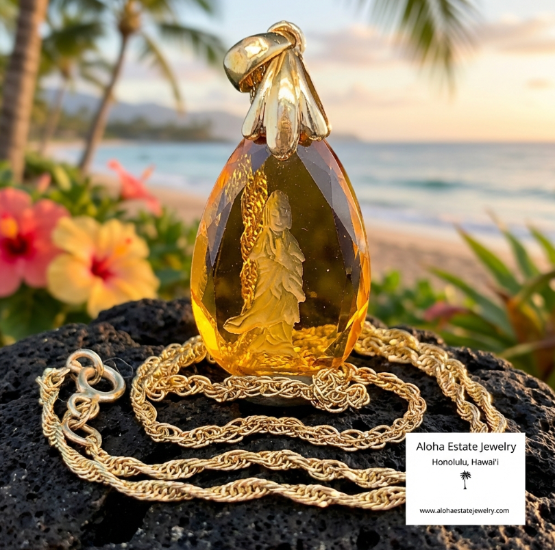 Vintage Quan Yin Intaglio Cut Pendant