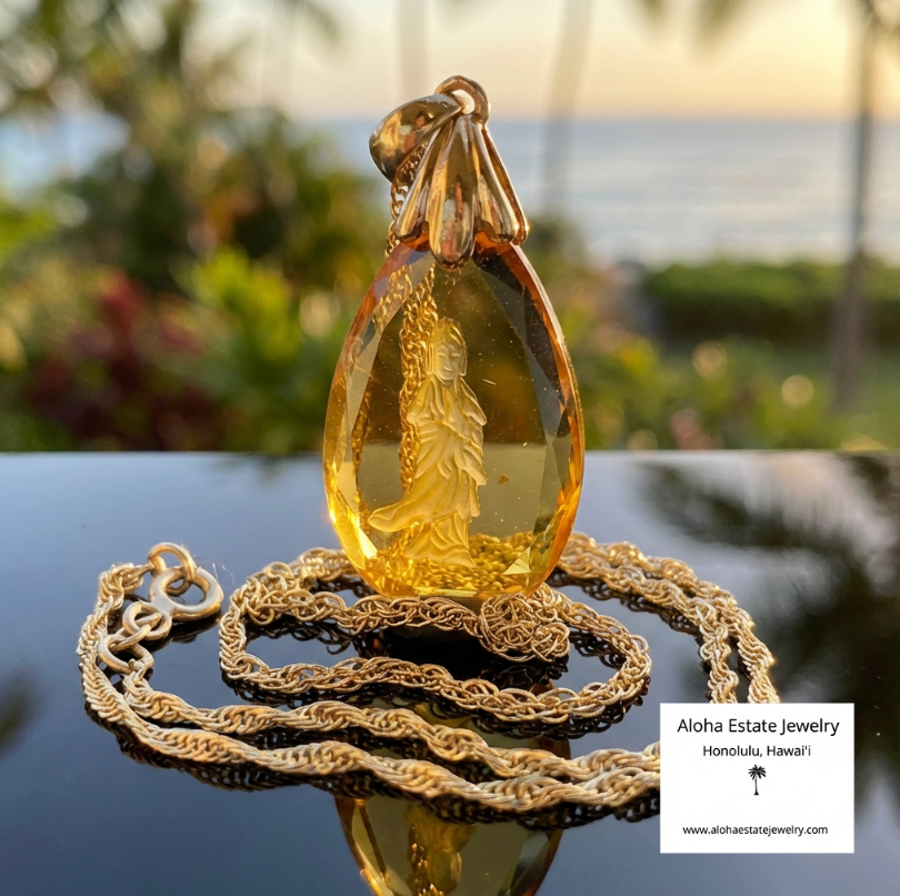 Vintage Quan Yin Intaglio Cut Pendant