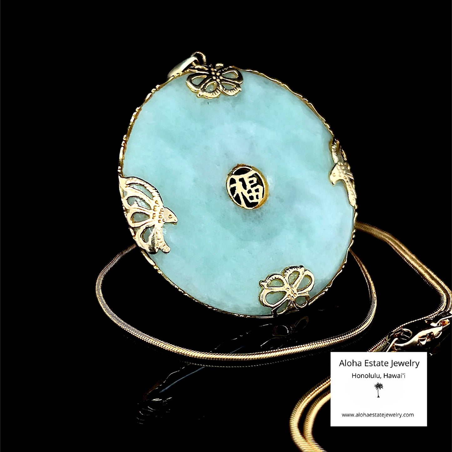 Vintage Jadeite Good Fortune Pendant