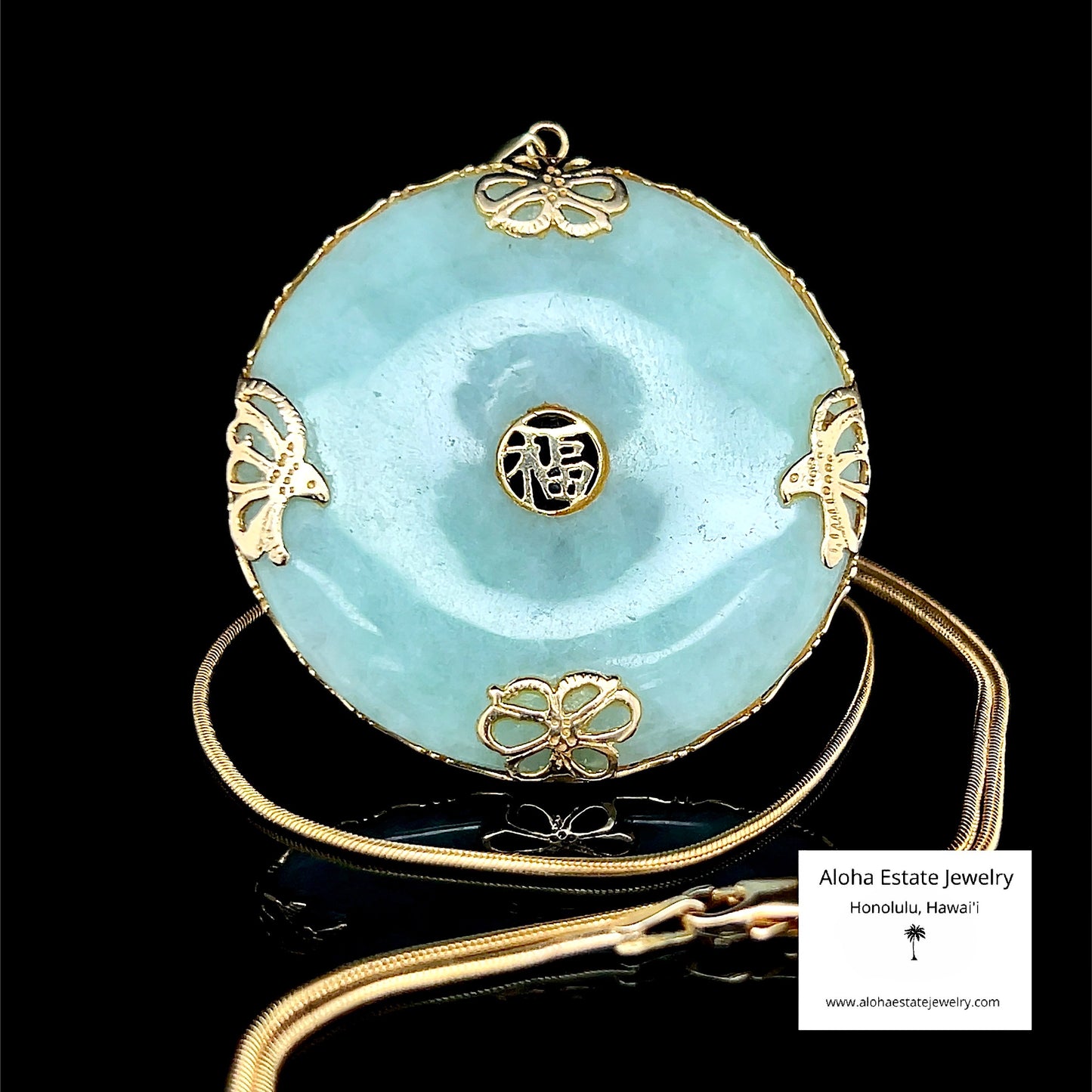 Vintage Jadeite Good Fortune Pendant