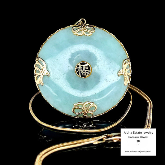Vintage Jadeite Good Fortune Pendant