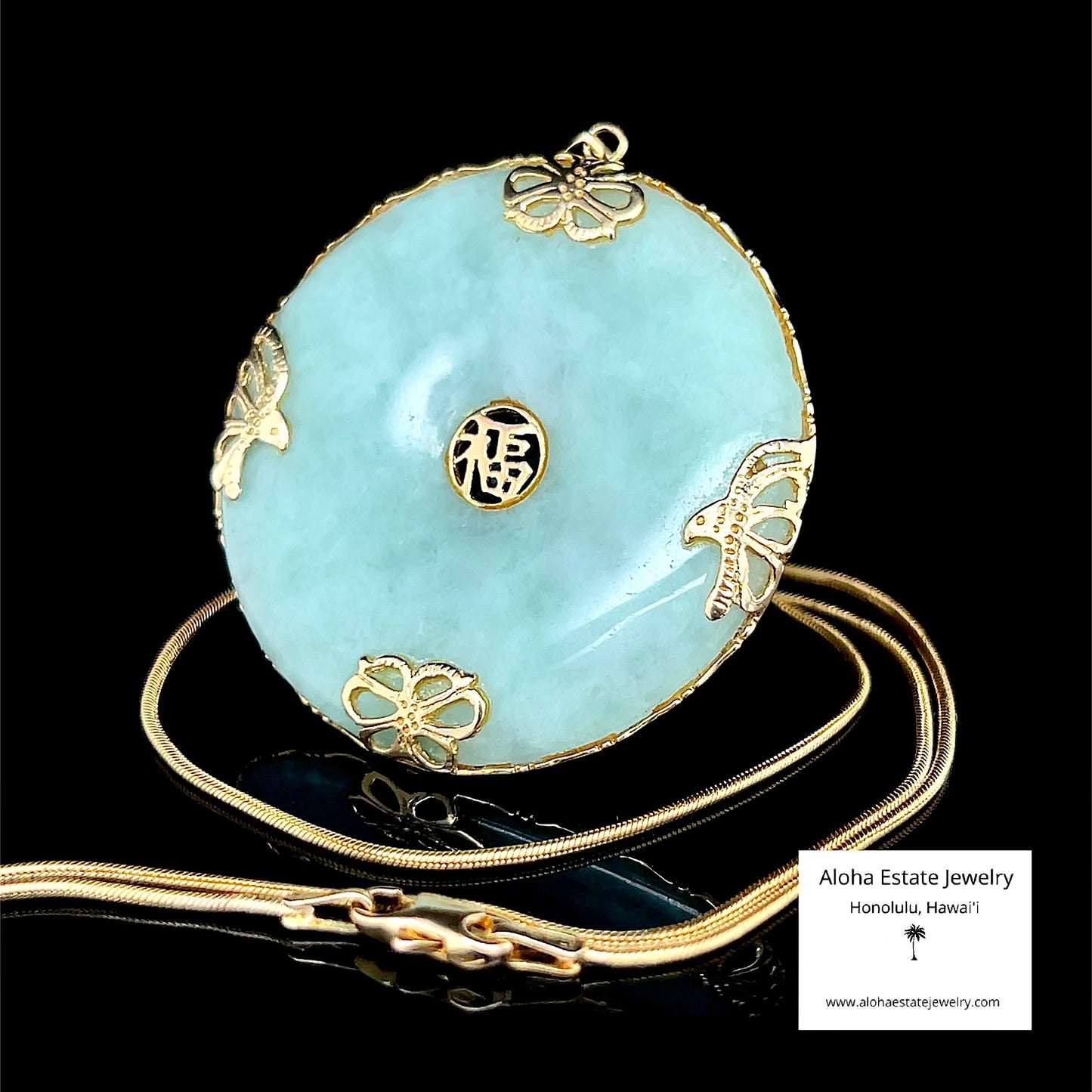 Vintage Jadeite Good Fortune Pendant