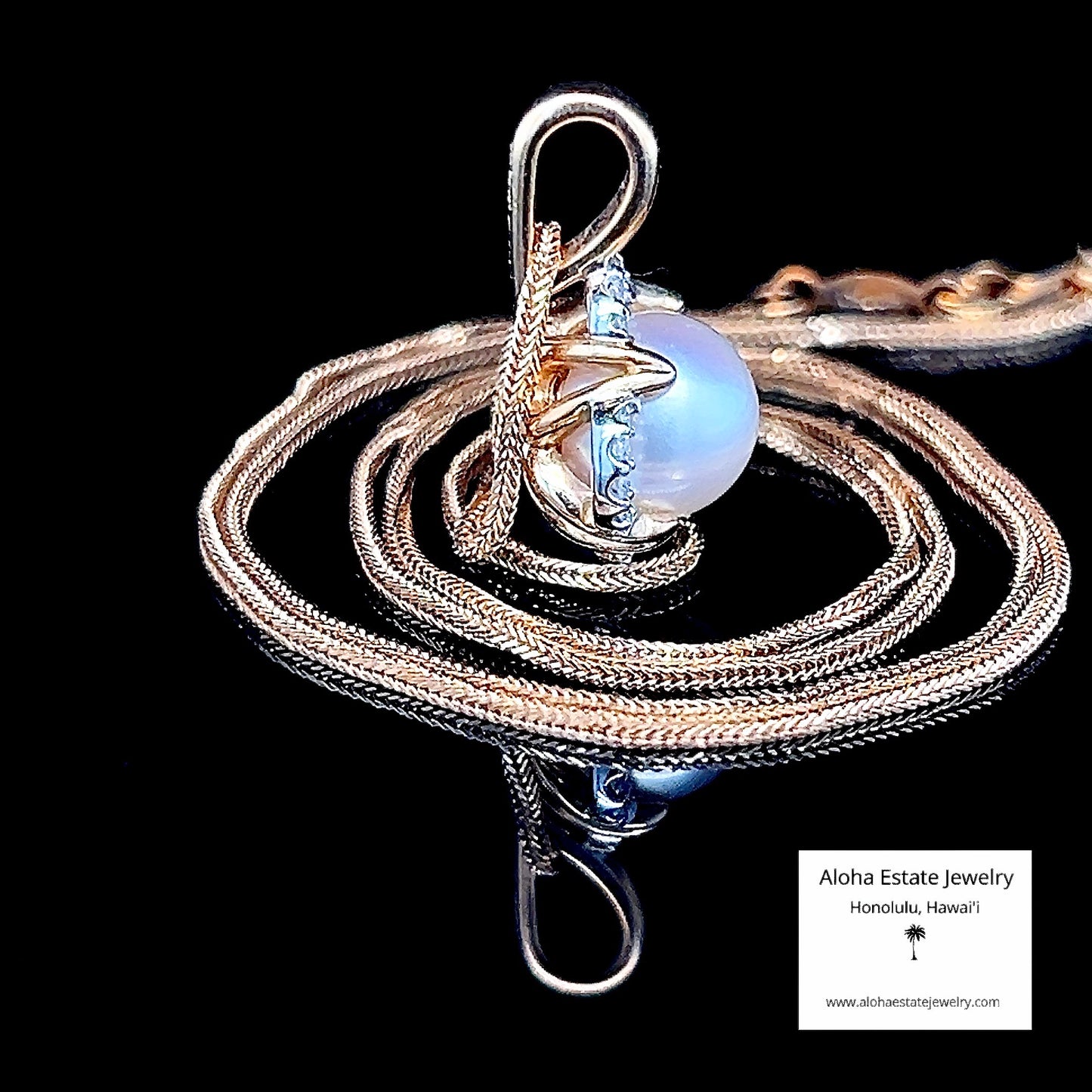 Estate 14K Pearl Pendant With Diamond Halo