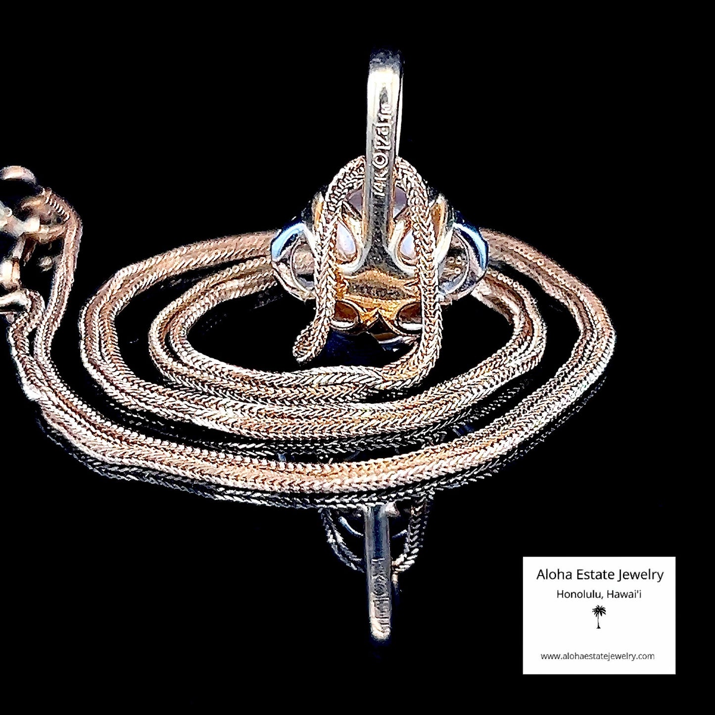 Estate 14K Pearl Pendant With Diamond Halo