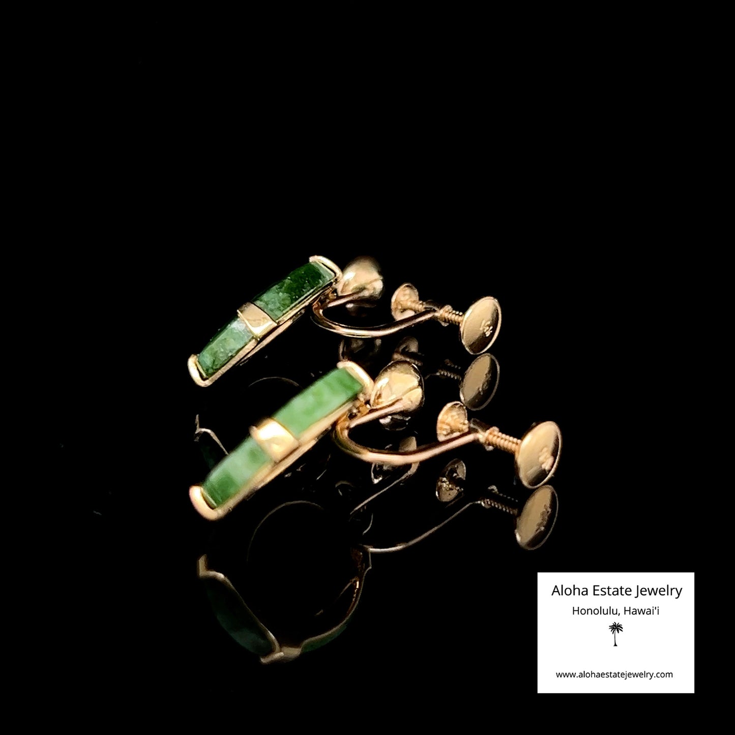 Vintage 14K Jade Dangle Earrings