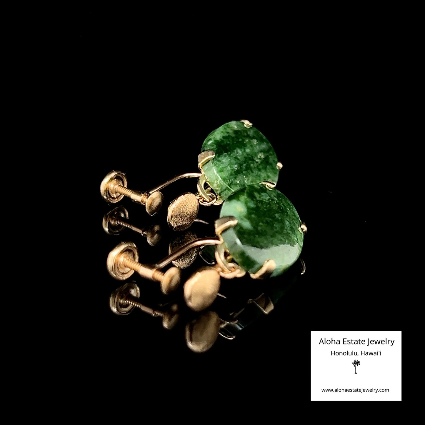 Vintage 14K Jade Dangle Earrings