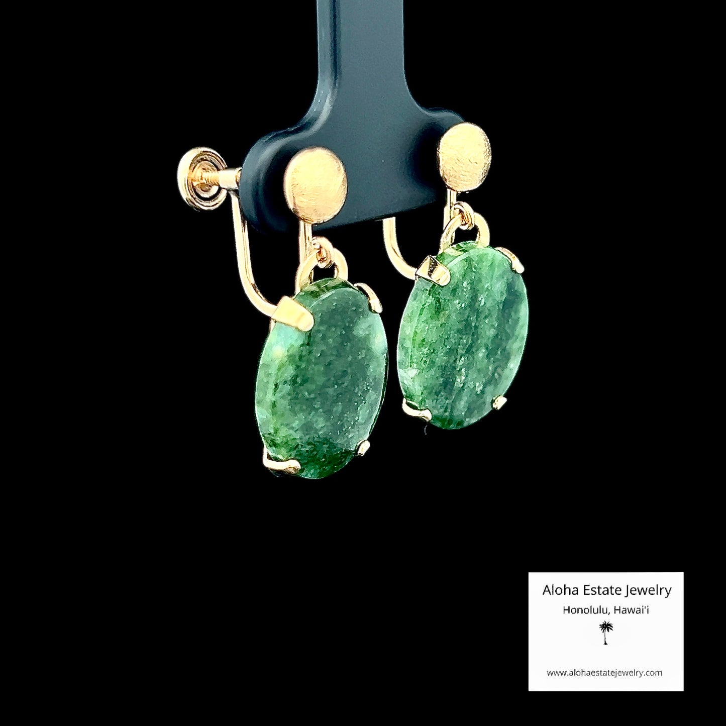 Vintage 14K Jade Dangle Earrings