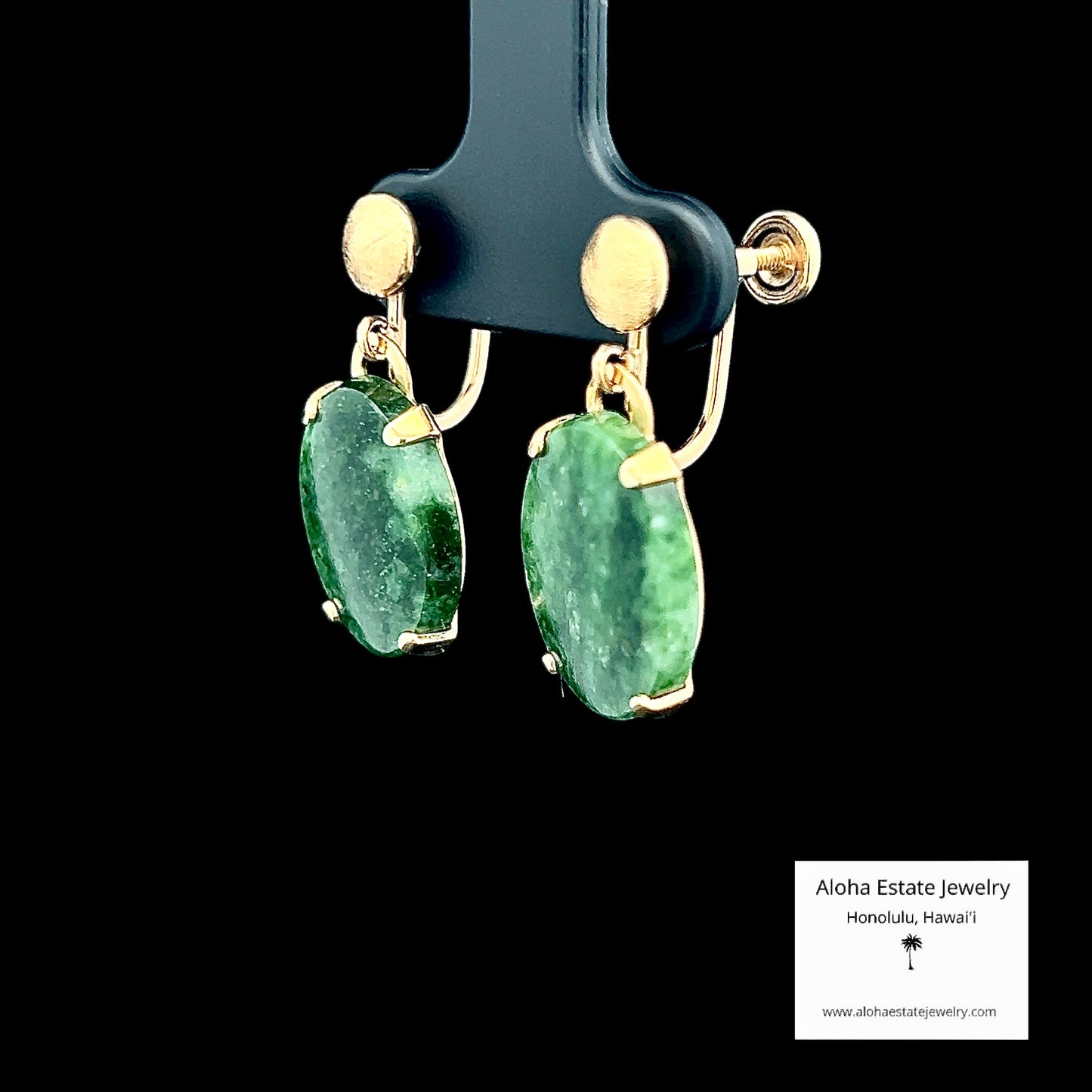 Vintage 14K Jade Dangle Earrings