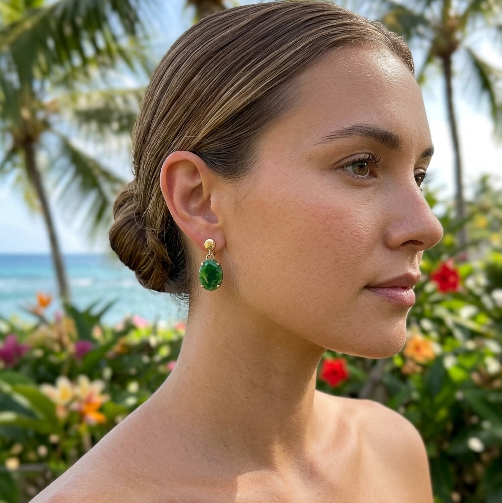 Vintage 14K Jade Dangle Earrings