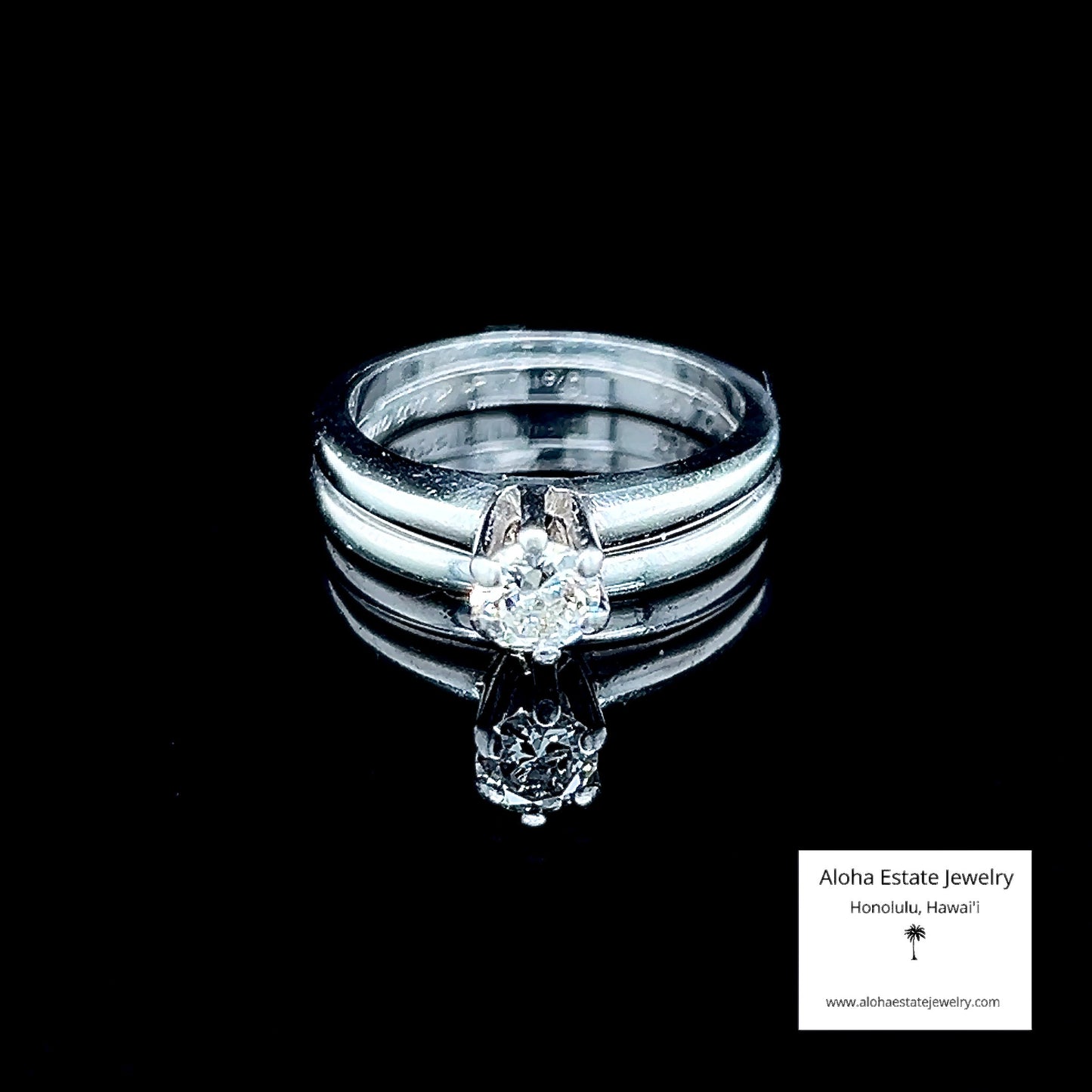 Vintage 1/3-Carat Diamond Solitaire Wedding Set in Platinum