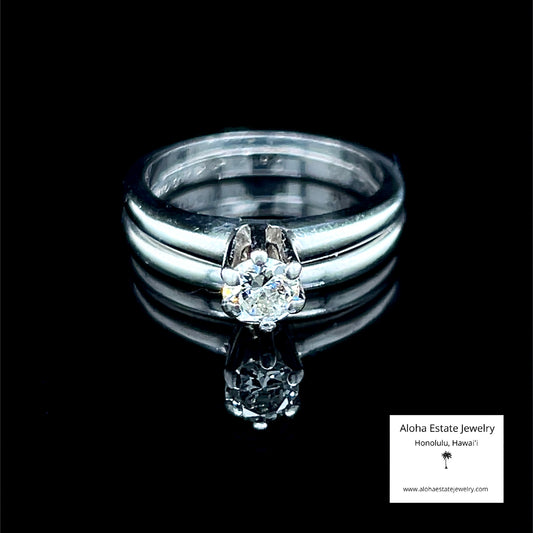 Vintage 1/3-Carat Diamond Solitaire Wedding Set in Platinum
