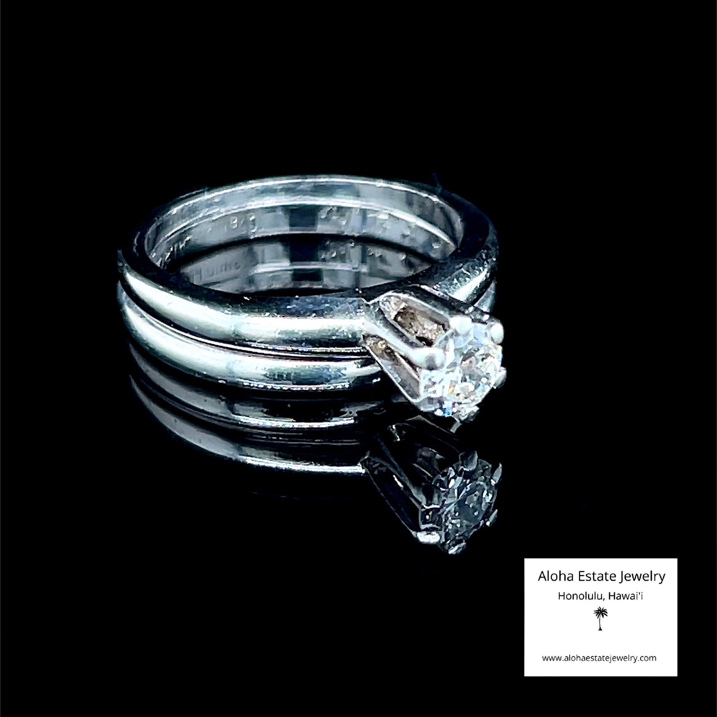Vintage 1/3-Carat Diamond Solitaire Wedding Set in Platinum