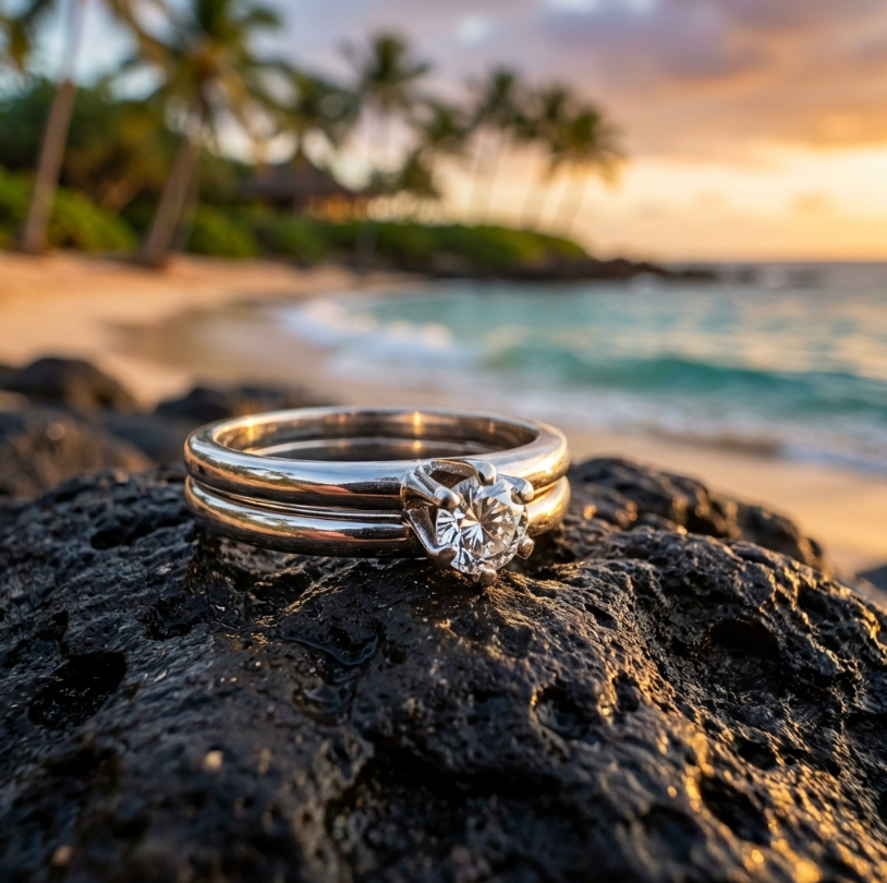 Vintage 1/3-Carat Diamond Solitaire Wedding Set in Platinum