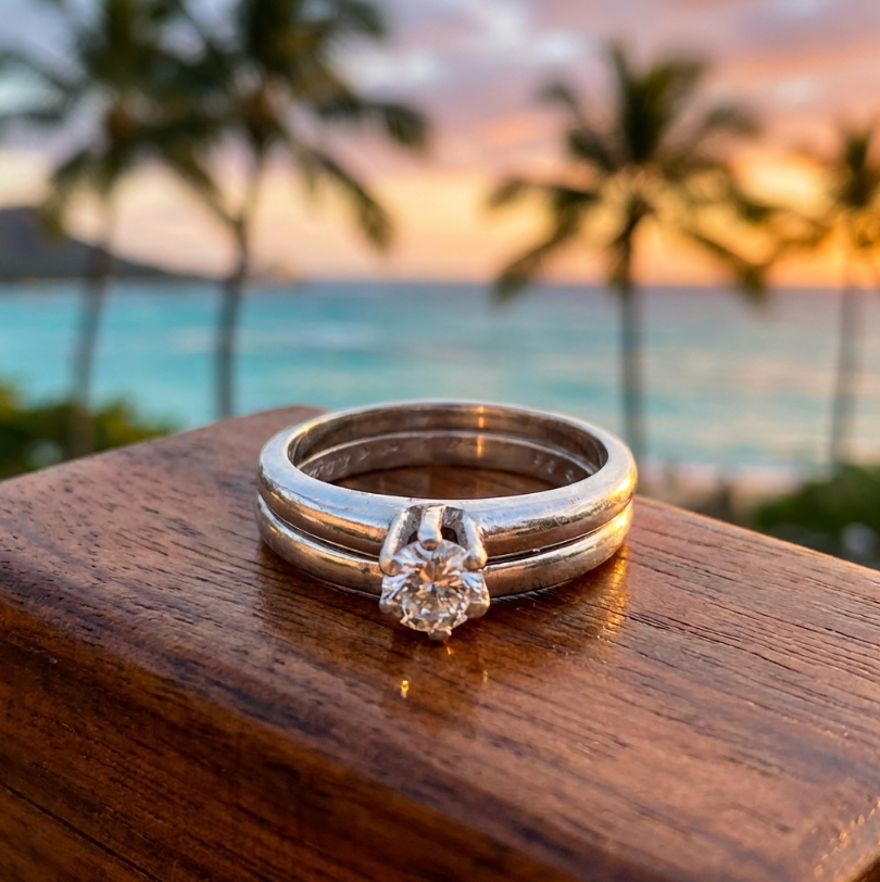 Vintage 1/3-Carat Diamond Solitaire Wedding Set in Platinum