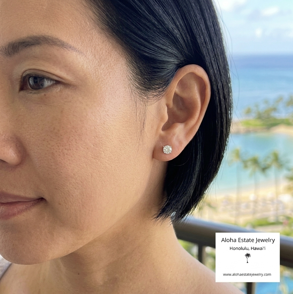 Estate 1/2-Carat Diamond Stud Earrings