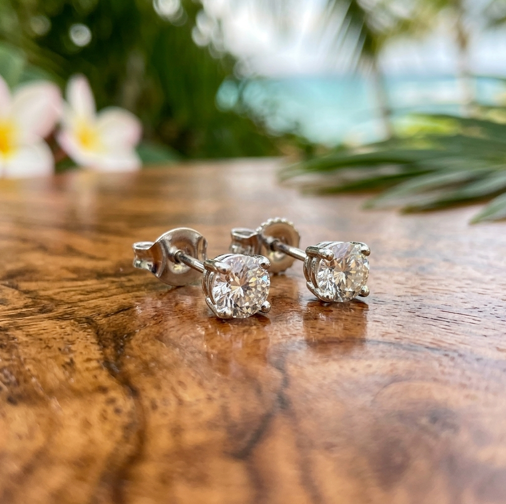 Estate 1/2-Carat Diamond Stud Earrings