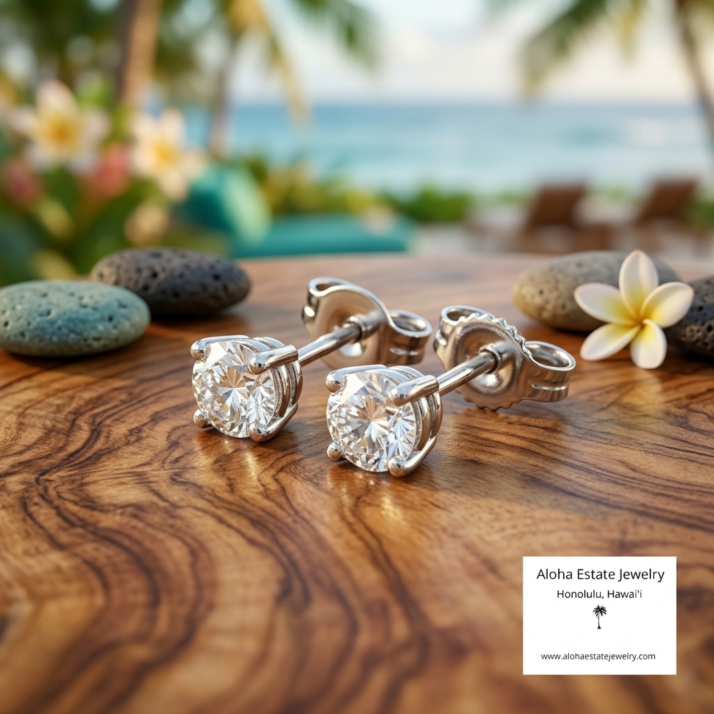 Estate 1/2-Carat Diamond Stud Earrings