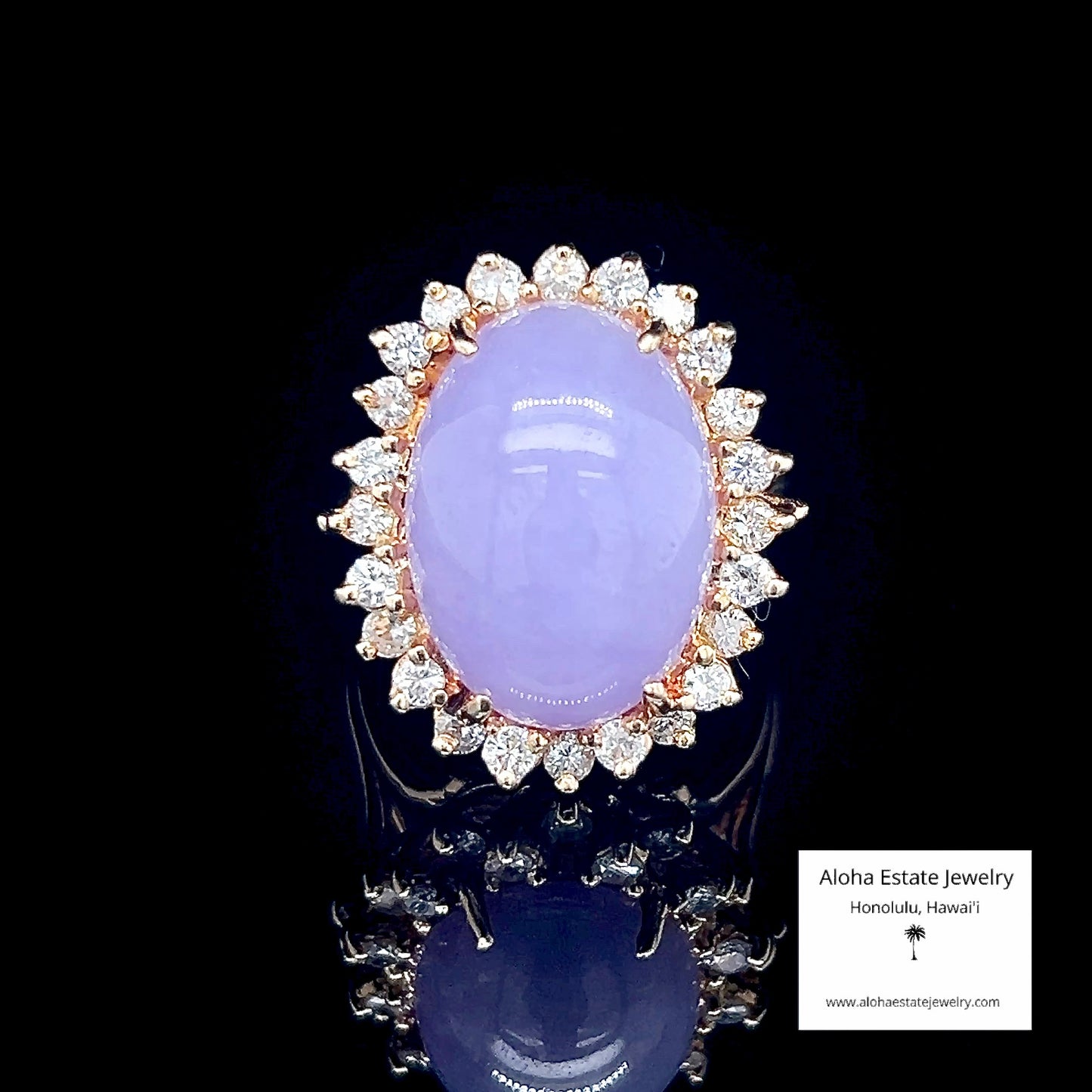 14-Carats Lavender Jade and 1.75-Carats Diamonds Ring