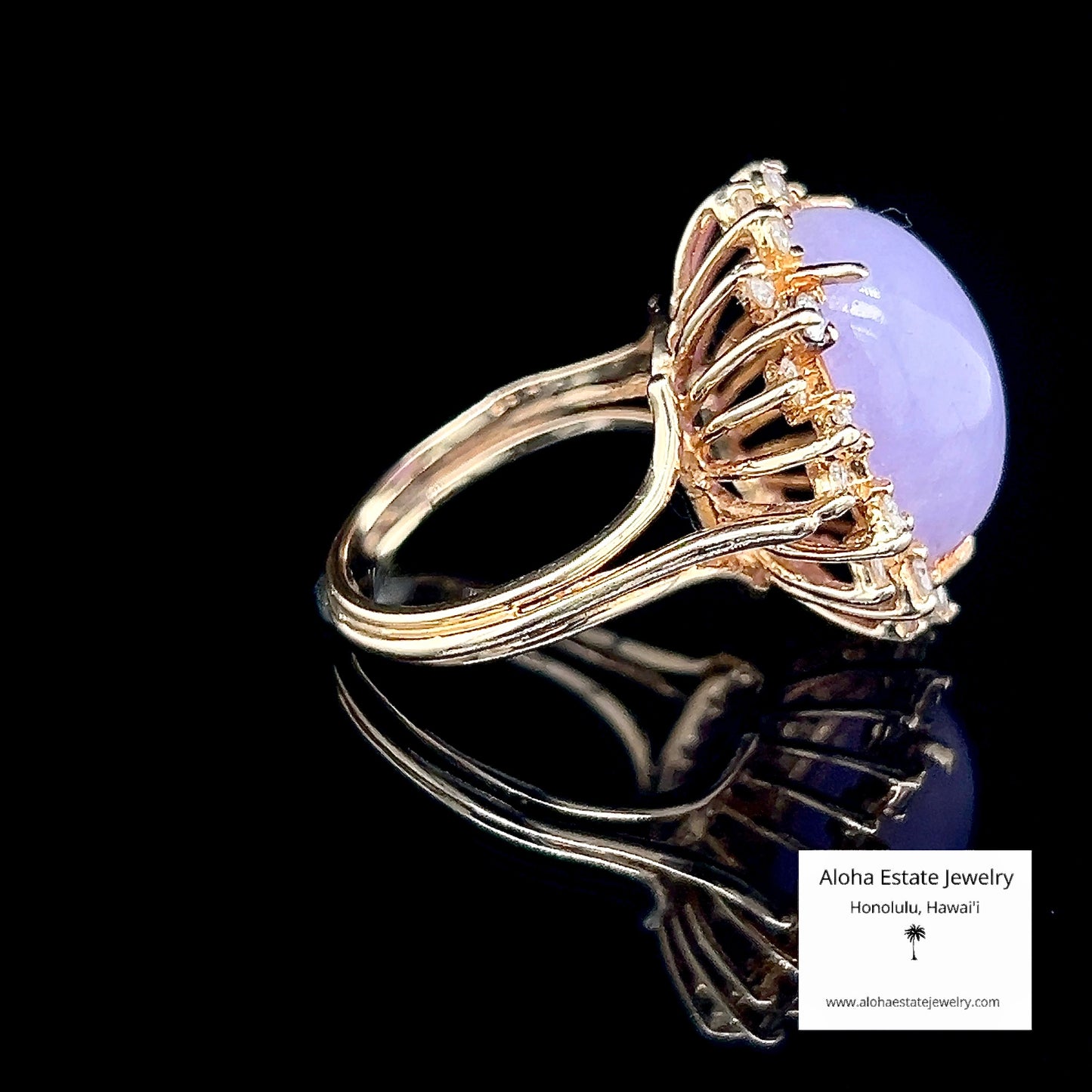 14-Carats Lavender Jade and 1.75-Carats Diamonds Ring