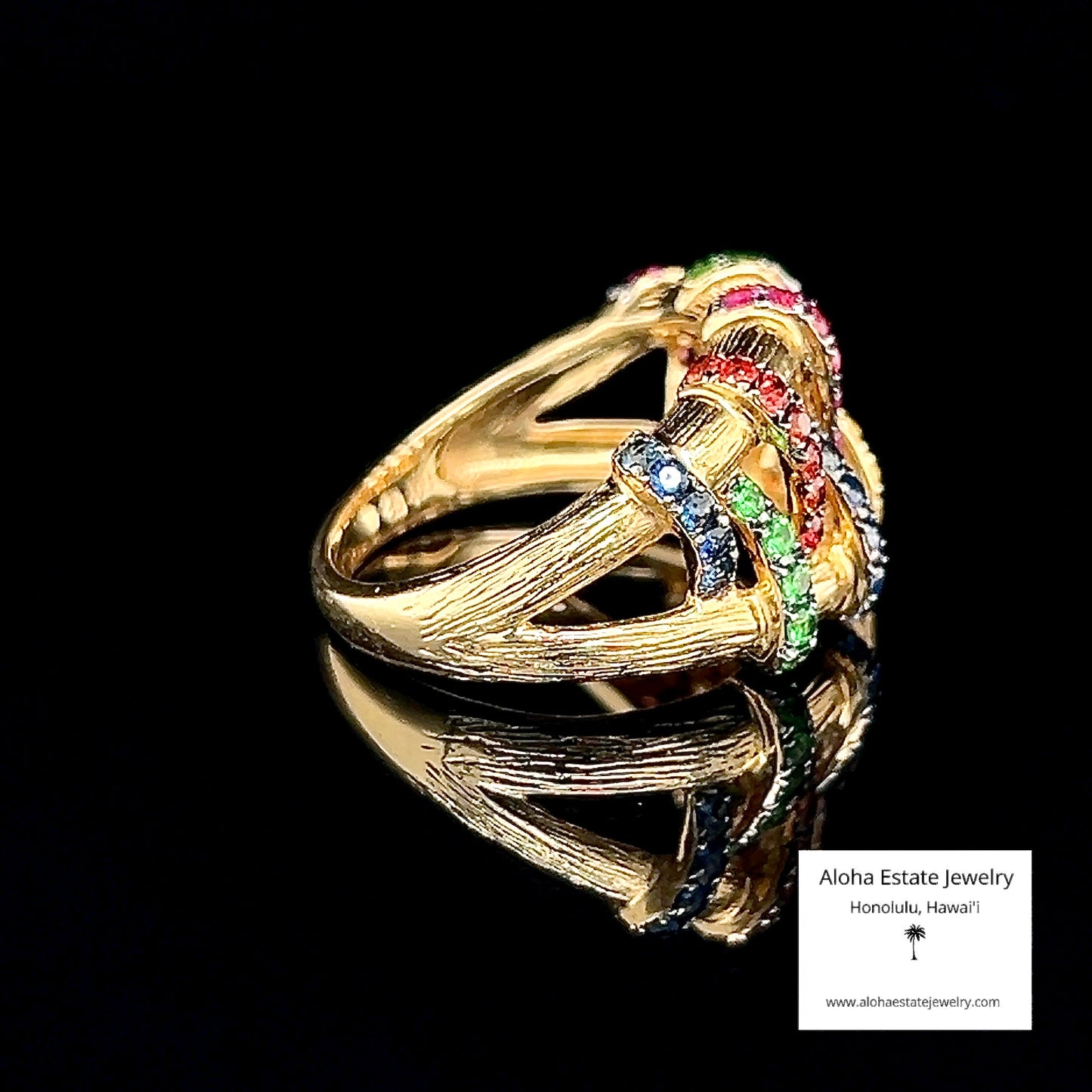 Multi-Gem Fashion Ring in 14K Yellow Gold