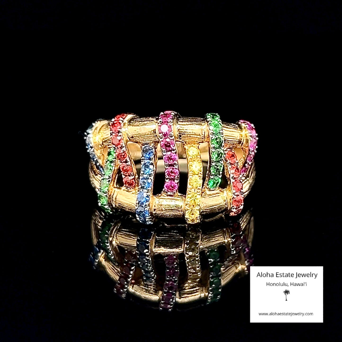 Multi-Gem Fashion Ring in 14K Yellow Gold
