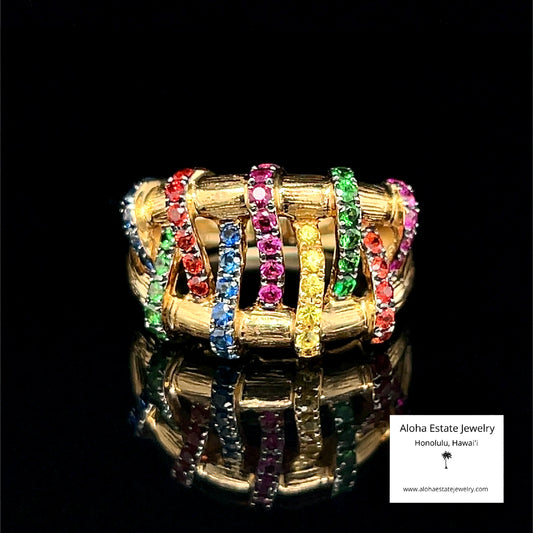 Multi-Gem Fashion Ring in 14K Yellow Gold
