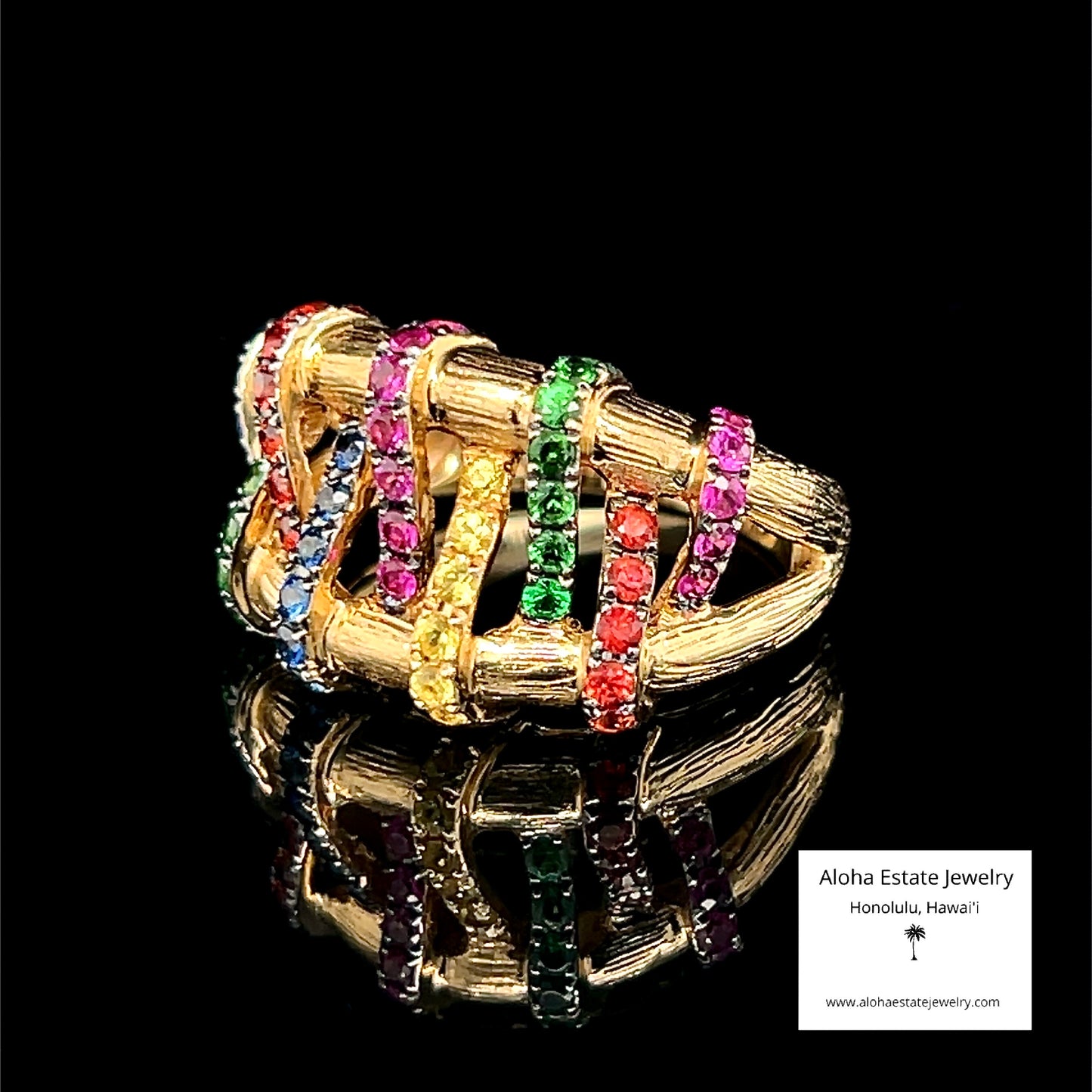 Multi-Gem Fashion Ring in 14K Yellow Gold
