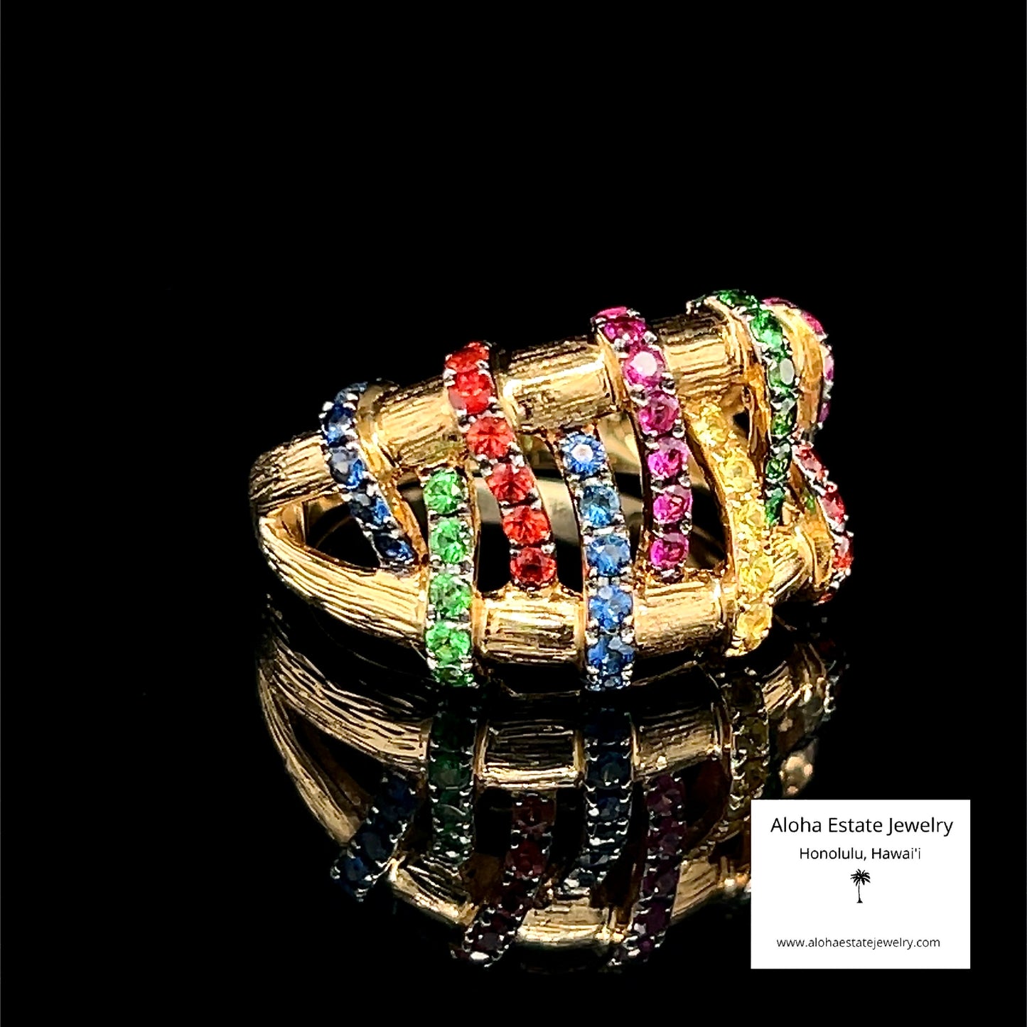 Multi-Gem Fashion Ring in 14K Yellow Gold