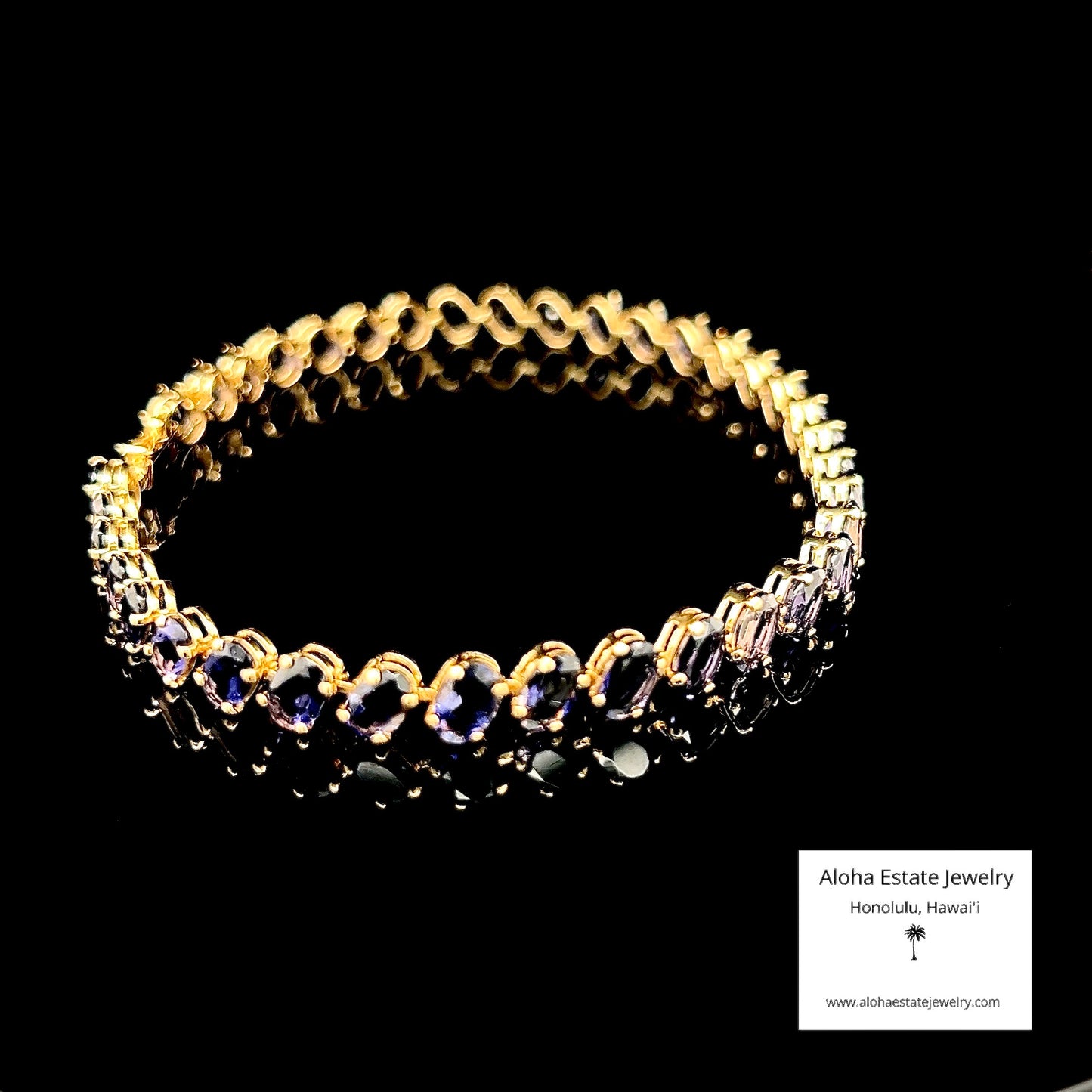 Luxury 12-Carats Violet-Blue Iolite Gemstone Bracelet in 14k