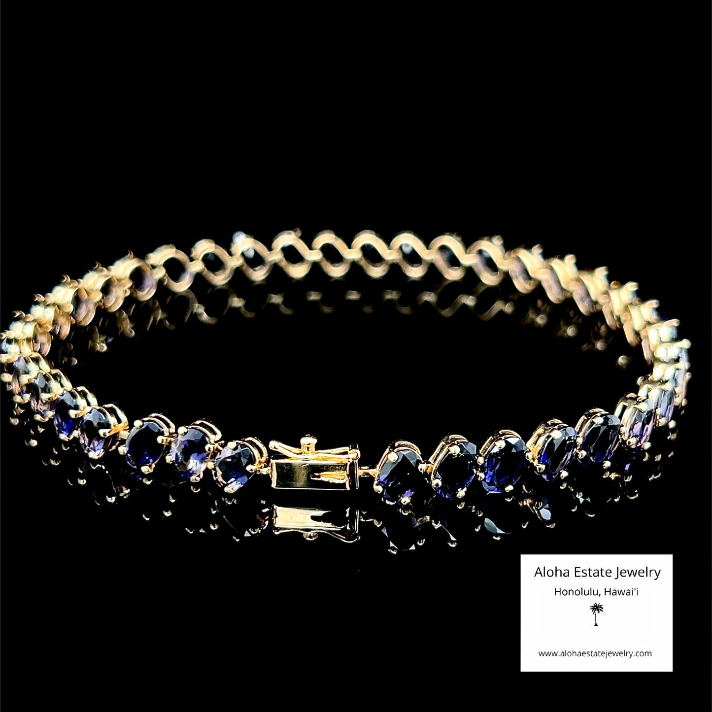 Luxury 12-Carats Violet-Blue Iolite Gemstone Bracelet in 14k