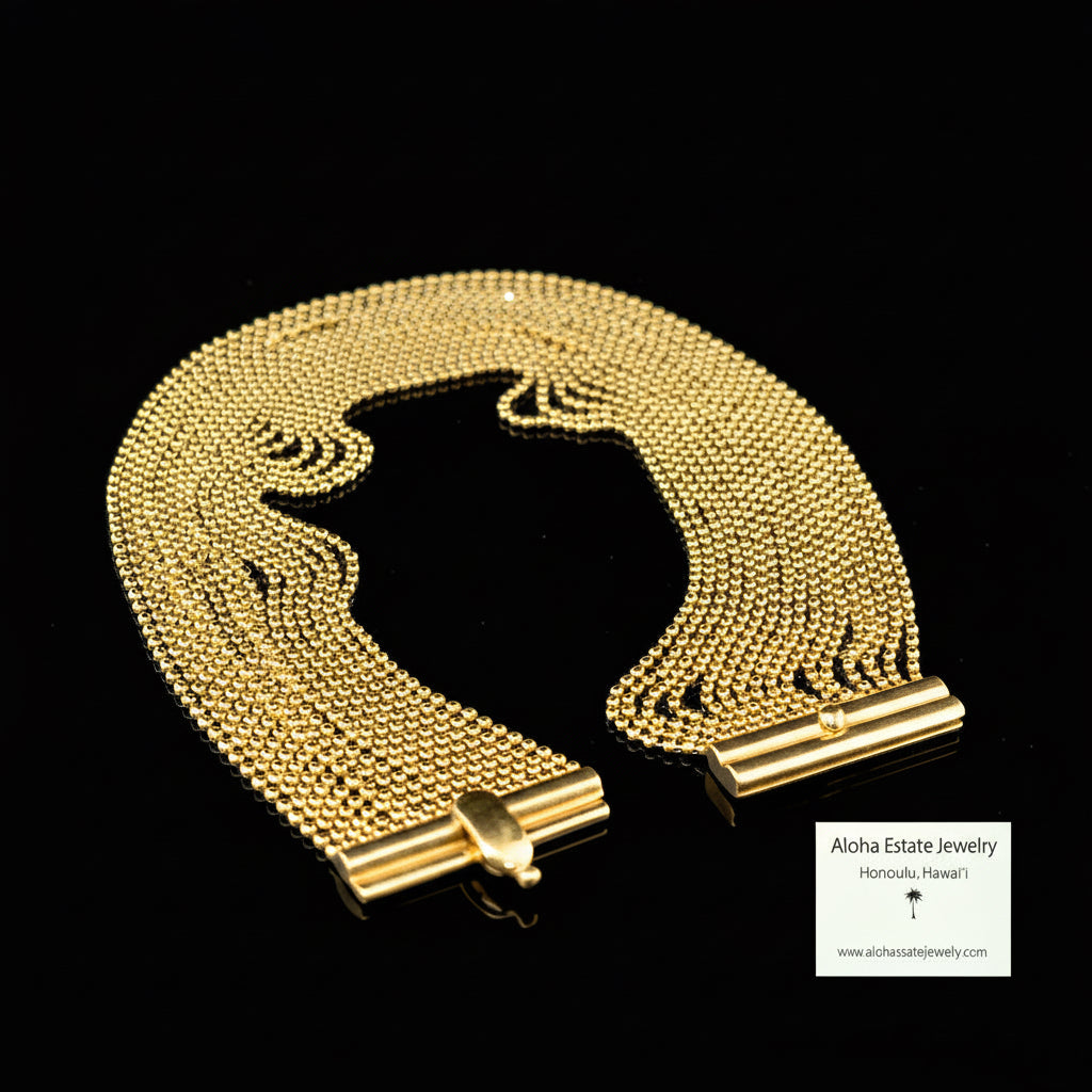 Multi-Strand Popcorn / Beaded Chain Bracelet in 14K