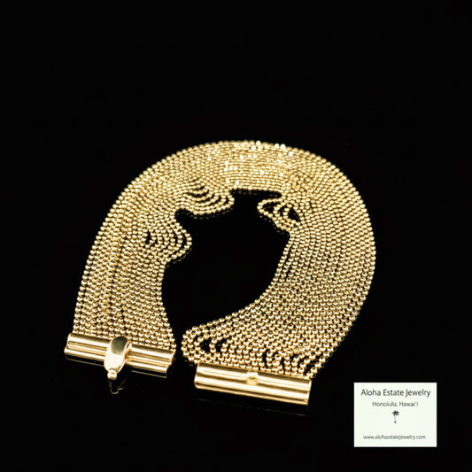 Multi-Strand Popcorn / Beaded Chain Bracelet in 14K