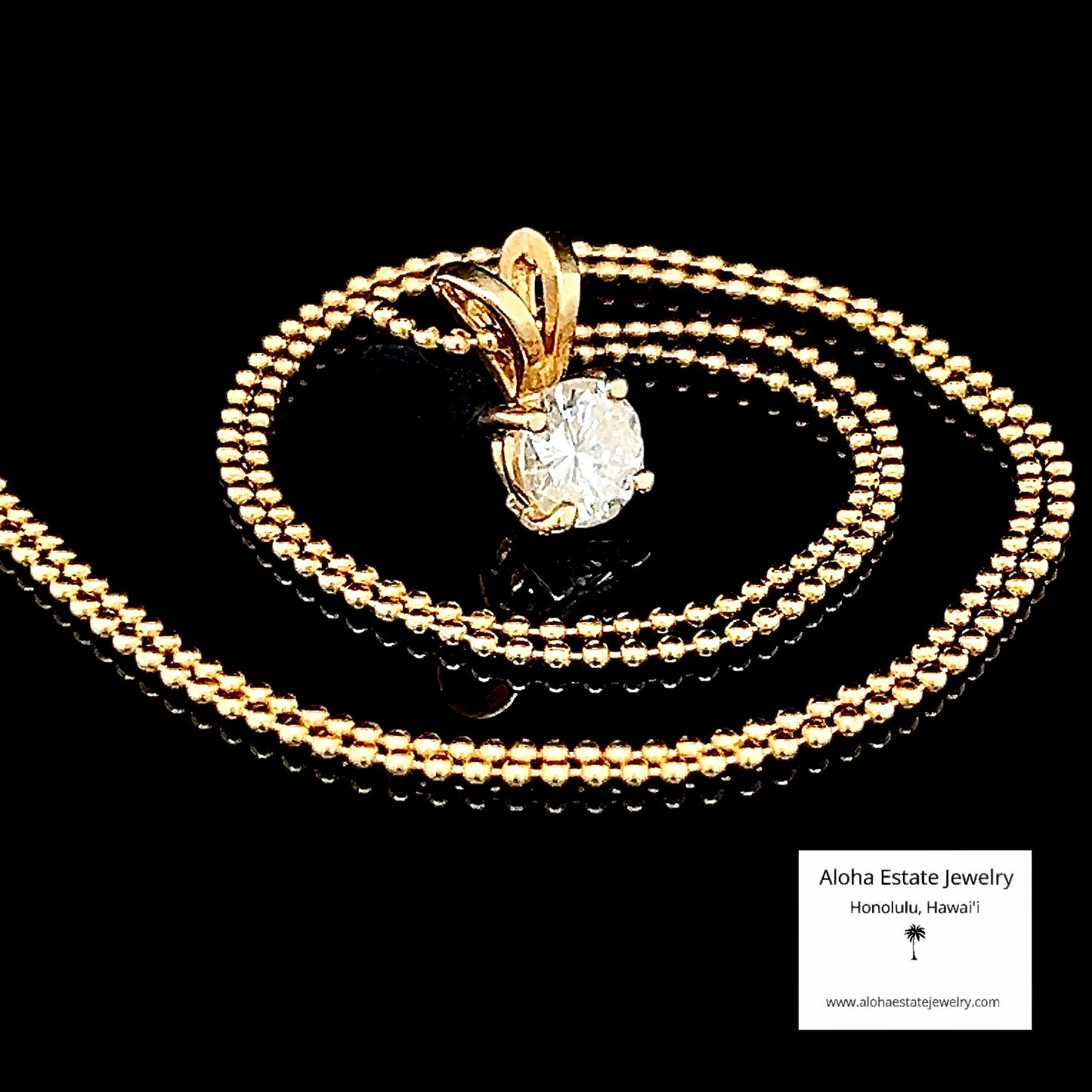 1/2-Carat Diamond Pendant with 18" 14k Popcorn Chain