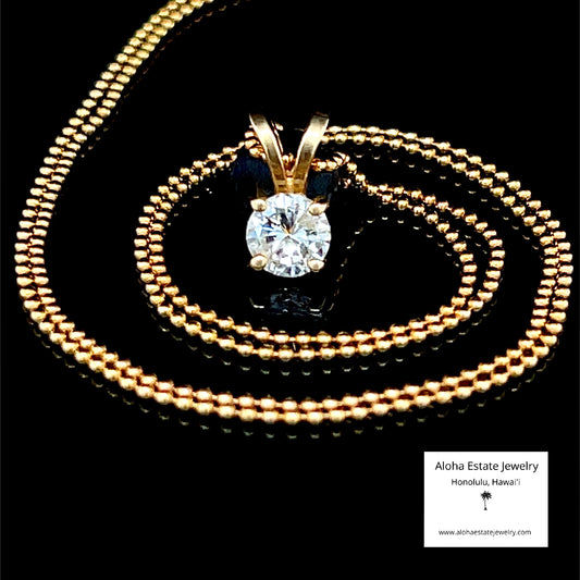 1/2-Carat Diamond Pendant with 18" 14k Popcorn Chain