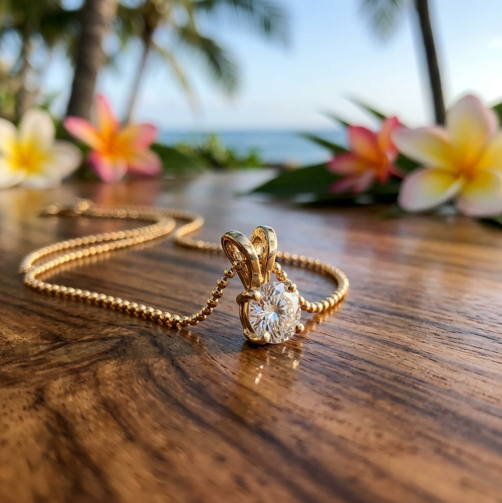1/2-Carat Diamond Pendant with 18" 14k Popcorn Chain