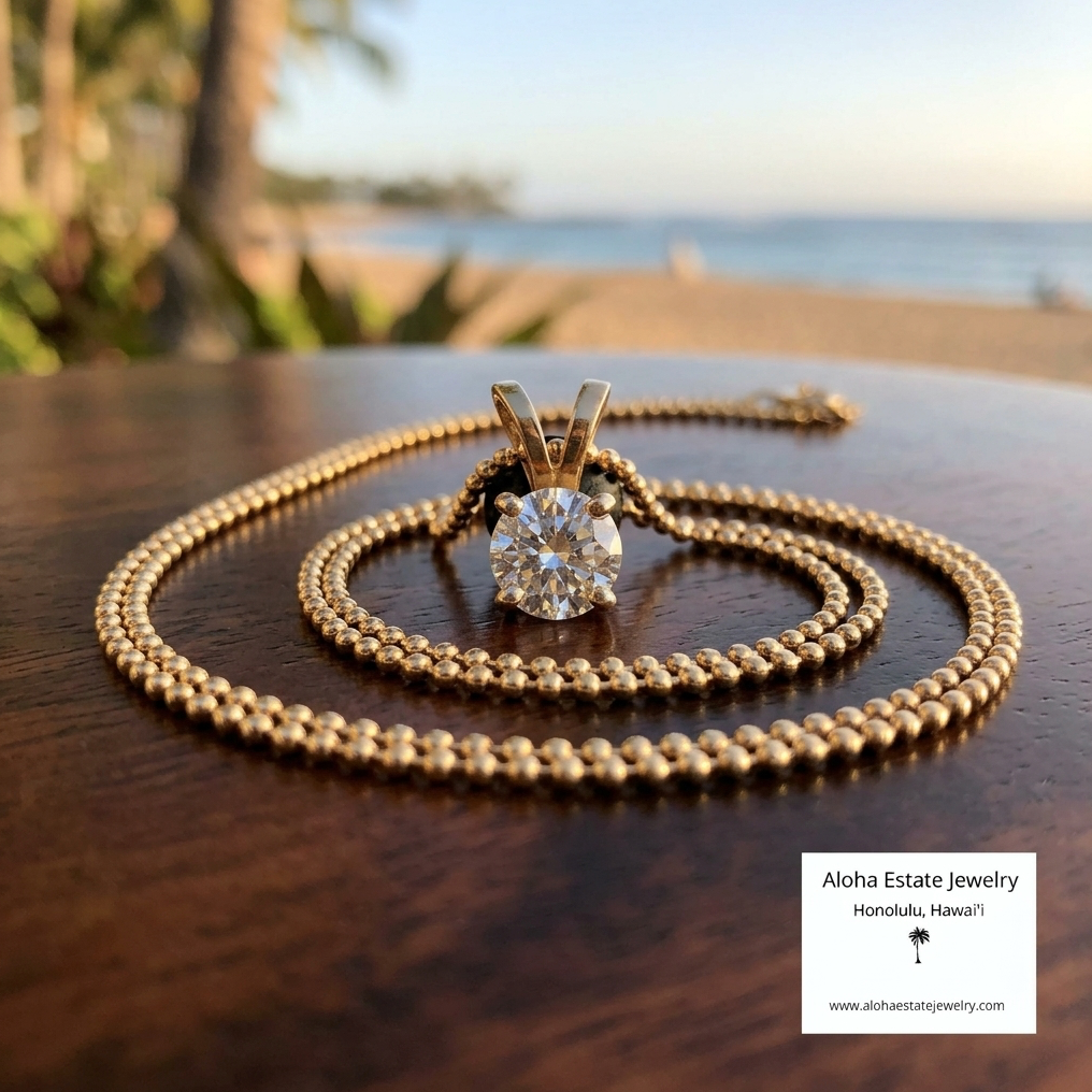 1/2-Carat Diamond Pendant with 18" 14k Popcorn Chain