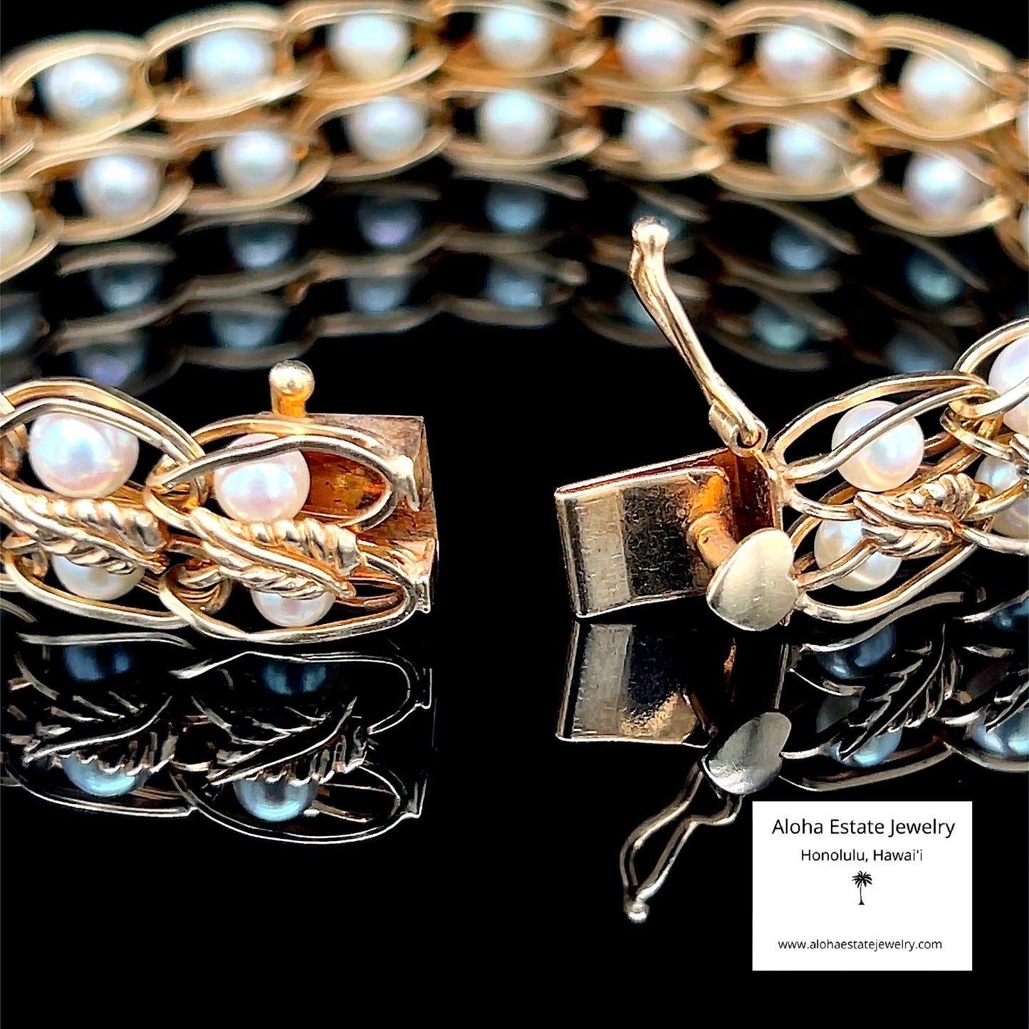 Vintage 14k Cultured Pearls-In-Cages Bracelet